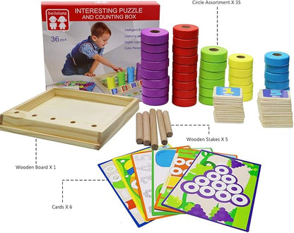 Lydaz Toddler Montessori Math Toys, Wooden Math Manipulatives with Counting Number Blocks, Preschool Kindergarten Learning Activities, Educational Math Toy for Kids 2-5, Sorting Stacking Puzzle Toy