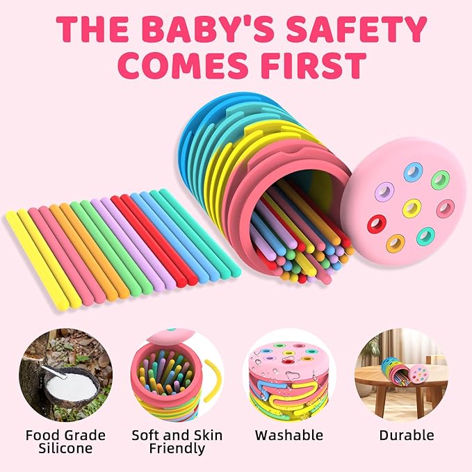 Montessori Toys for 2-3 Year Old: Silicone Learning Color Sorting Toys for Toddlers Age 2 3, Fine Motor Developmental Infants Sensory Matching Games, Busy Board 18 Month Old Baby Boys Girls Gifts