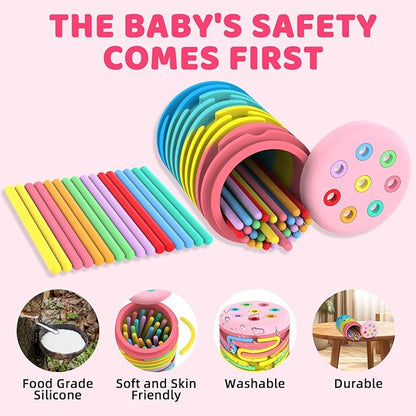 Montessori Toys for 2-3 Year Old: Silicone Learning Color Sorting Toys for Toddlers Age 2 3, Fine Motor Developmental Infants Sensory Matching Games, Busy Board 18 Month Old Baby Boys Girls Gifts
