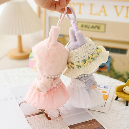Clothes for Dolls Accessories, Outfit Set 5 Pieces Gauze Dress for 15cm 17cm Doll (No Doll), Romantic Hat Skirt Shoes Doll Clothing Set Replacement Pink
