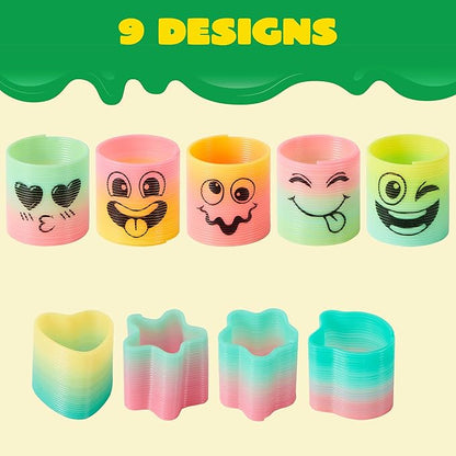 JOYIN 30 Pcs Spring Rainbow Party Favor, Mini Plastic Coil Spring Toy, Fidget Stress Coil Mini Springs Bulk Toys for Carnival Prize Birthday, Halloween Goodie Bag Stuffers