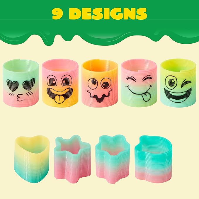 JOYIN 120 Pcs Spring Rainbow Party Favor, Mini Plastic Coil Spring Toy, Fidget Stress Coil Mini Springs Bulk Toys for Carnival Prize Birthday, Halloween Goodie Bag Stuffers