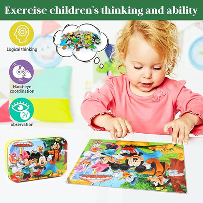 Puzzles for Kids Ages 4-8, 60 Piece Puzzles for Kids Ages 3-5 in a Metal Box Girls and Boys Learning Educational Jigsaw Puzzle Toys Gifts