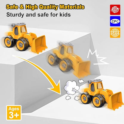 Take Apart Construction Truck Excavator Toys for Kids Ages 3-8, STEM Learning Building Toys with Electric Drill & Puzzle Play, Educational Engineering Birthday for Boys Kids Toddlers
