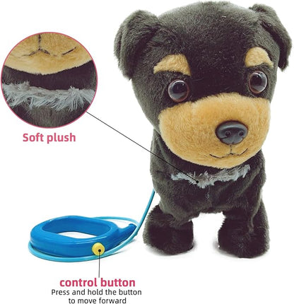 YH YUHUNG Walking and Barking Toy Dog with Remote Control Leash Puppy Interactive Stuffed Animated Dog Toys for Kids Gift(Black)