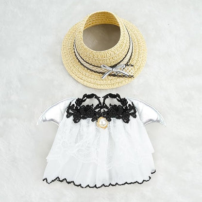 17cm Doll Clothes Set-Adorable Outfits for Dolls-Stylish Accessaries Clothes Dress-Up-Replaceable Clothing Collections, Includes Hat, Top, Skirt(White-Style C)