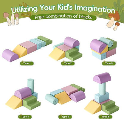 TOLEAD Large Baby Climbing Blocks – 6 Pcs Climbing Toys for Toddlers - Ultra High Density Soft Foam Play Gym Equipment Easy Wash for Indoor Nursery, Classic (Pink, 6-Piece)