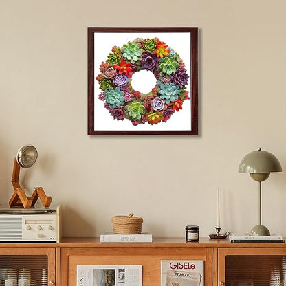 delobil Succulent Garland Wooden Puzzles for Adults, 200 Pieces Mandala Jigsaw Puzzles, Unique Shaped Medium Size Wood Puzzle Gift for Kids, Family Game 11.3'' x 10.5''