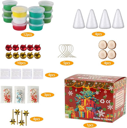 Christmas Trees Crafts Sets，Air Dry Clay Kits for Kids，Modeling Clay Christmastree DIY Sets,Christmas Stocking Stuffers Perfect for Winter Children's Holiday Party Decoration Gifts