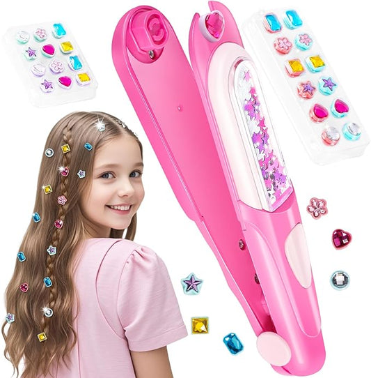 Hair Gem Stamper Kit,Bling Hair Jewels for Girls, Hair Styling Tool with Reusable Shining Diamonds, Christmas Birthday Arts & Crafts Gift for 5-12 Year Old Girl