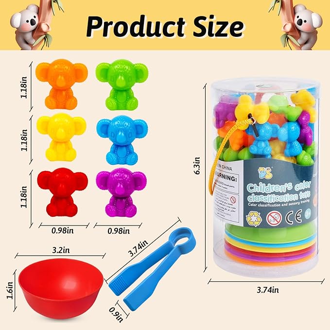 Counting Koalas Toys Matching Games with Sorting Bowls Sorting Toy for Toddlers Preschool Learning Activities for Math Color Sensory Montessori Fine Motor Skills Toys for 3 4 5 Years Old Boys Girls