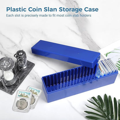 3-Pack Coin Slab Storage Boxes - 20-Slot Plastic Cases for 60 Coins, Compatible with PCGS NGC PMG Holders