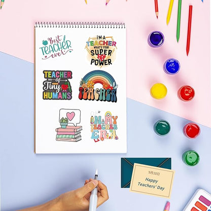 110PCS Teacher Stickers, Non-Repeating Funny Teacher Stickers Waterproof Meme Stickers for Teachers Gift Vinyl Decals Cute Stickers Gifts for Laptop Water Bottles Phone