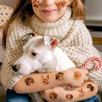 Glitter Dog Temporary Tattoos for Kids - 74 Individually Sheets | Waterproof & Easy Peel | Perfect for Kids Birthday Party Supplies, Dog Lovers, School Rewards