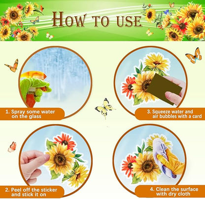 Sunflower Window Clings Spring Decorations Supply Summer Sticker Sunflower Decals Fall Window Decorations Autumn Clings Holiday Birthday Parties Bedroom Nursery Living Room Decor