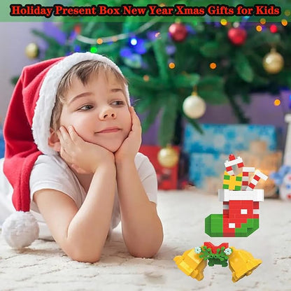 Christmas Bells and Boot Building Blocks Set Compatible with Lego Advent Calendar 2025 Stacking New Toys Holiday Present Box New Year Xmas Gifts for Kids for Boys & Girls and Adults
