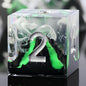 DNDND Emerald Volcanic Sharp Edge Dice Set - 7PCs Green Lava Flow Polyhedral Dice for D&D, RPG Metal Case Gift with Clear Numbers