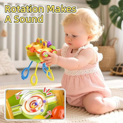 Baby Sensory Toys for 3-6-9-12-18 Months, Silicone Pull String Toy, Baby Birthday Gifts for 1 2 Year Old Boy Girl Infant 5 7 8 9 10 Months Old, Car Seat Airplane Travel Toy