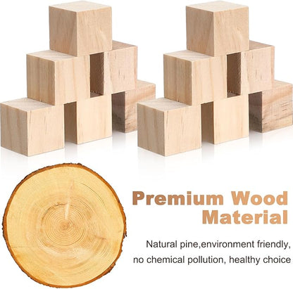 Barydat 300 Pcs 1 in Wooden Cubes, Unfinished Wooden Blocks for Crafting Natural Craft Wood Square Blank Cube for DIY Project Baby Showers