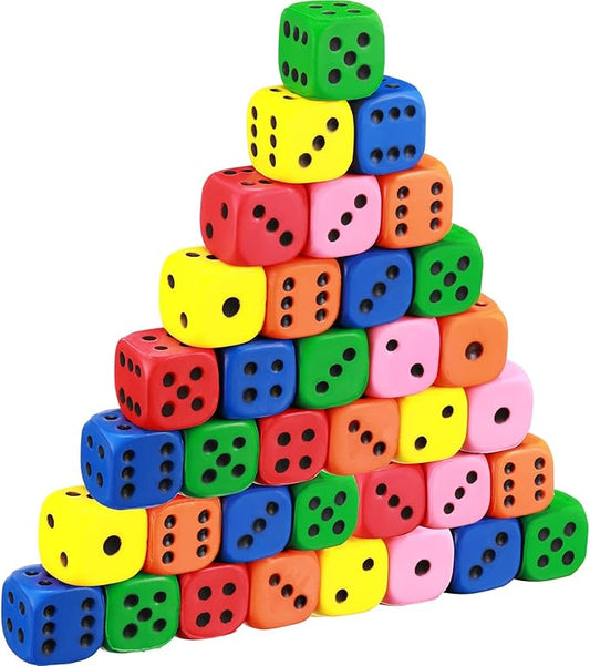 36 Pieces Foam Dice Colorful Cubes Block of Dice with Number Dots for Boy Girl Over 3+, Building, Educational Toys, Math Teaching, Pastime, Party Favors and Classroom Supplies