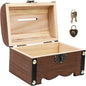 Toyvian Box Treasure Chest Money Safe for Cash Saving for Adults Wooden Treasure Vintage Wooden Trunk Piggy Bank Organizer with Lock Jewlery Kids Toys Craft Boy Miss Metal Wedding Necklace