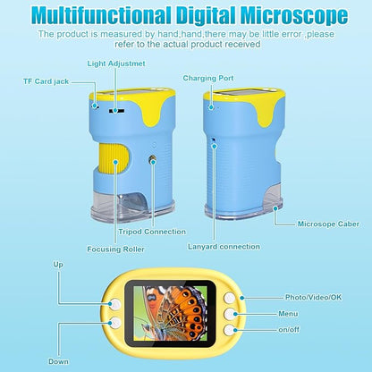 1000X Handheld Microscope for Kids, Weton 2.0" HD Screen Mini Digital Microscope w/Slides Kit Portable Edu Gift for Age 4-6 8-12 Children Students,32G SD Card & Tripod Stand Included