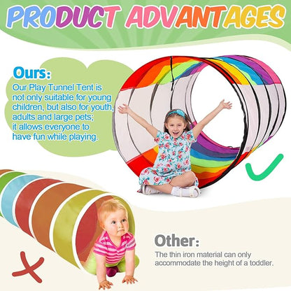 27.6 Inch Extra Large Play Tunnel for Kids Pop Up Crawl Tunnels Colorful Crawls Tube for Toddler Collapsible Tunnel Toy Gift with Breathable Mesh for Children Pet Indoor Outdoor(1 Pcs)