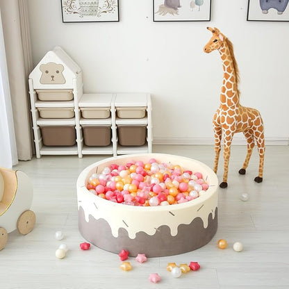 GOGOSO Ball Pit Balls for Toddlers Phthalate-Free BPA-Free Non-Toxic Crush Proof Soft Plastic Play Balls Baby Kids Shape Tent Pool Playhouse Playpen Party Decor,Creamy Pink Pearl Gold Clear,200PCS
