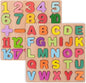 Wooden Puzzles for Toddlers, Alphabet Puzzle and Number Puzzle, Preschool Educational Learning Toys with Chunky Wood ABC Puzzle Board, for Girls Boys Kindergarten