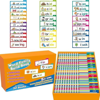 Logicalne 30 Read and Rhyme Flip Books, Word Family Flip Books Rhyming Card, Sight Words Rhyming Game, Educational Reading Book, Word ABC Vocabulary Families Flash Cards, Classroom Fun Learning(1PC)
