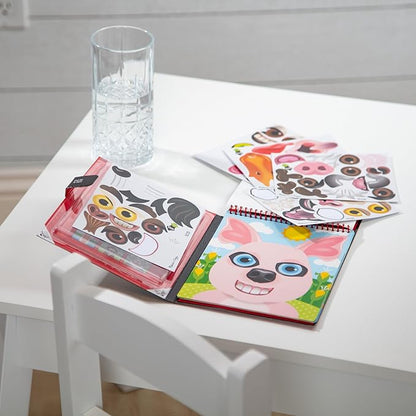 Melissa & Doug On The Go Make-a-Face Reusable Sticker Pad Travel Toy Activity Book – Farm Animals (10 Scenes, 76 Cling Stickers)
