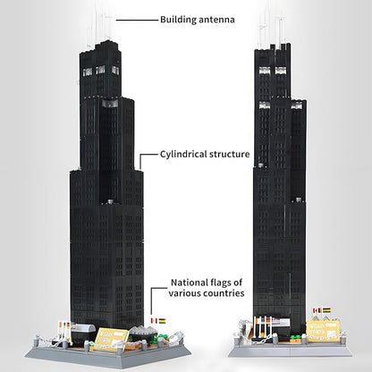 Willis Tower Chicago Architecture Model Building Blocks Sets The Office Landmarks Skyline Set Toys Collection for Kids Adults 1241Pcs