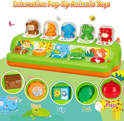 Duchong Pop Up Toys for 1 Year Old Boy Girls, Interactive Cause and Effect Learning Toys with Music & Light for Baby 6 7 8 9 10 11 12 Months, Christmas Birthday 1st Gifts for Toddlers