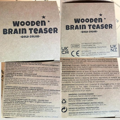 Original 3D Wooden Brain Teaser Puzzle: Engaging 3D Puzzle Box for Kids 8-12 & Adults, Desk Toys Delight, Challenging Games & Wooden Puzzles for Adult Brain Boost (Golden Edition)