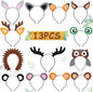 13PCS Woodland Animal Headbands Forest Friend Wild One Camping Theme Felt Ears Headbands For Woodland Creature Theme Baby Shower Birthday Party Favors Kids Adults Cosplay Apparel Party Supplies