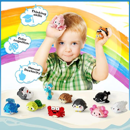 Micro Building Blocks Sets, 12 in 1 Cute Aniamls Series for Kids Birthday Party Favors, Mini Building Blocks, Micro Building Kit Toys, Building Blocks for Adults & Kids