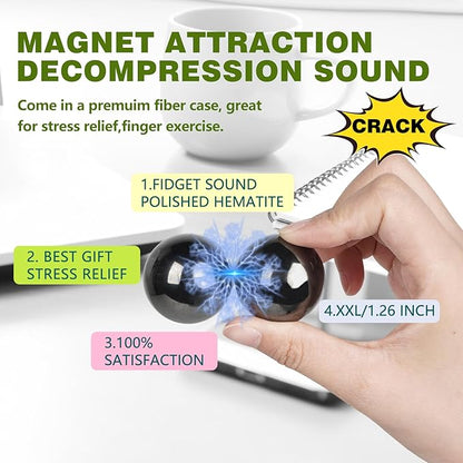Cool Fidget Magnet Ferrite Putty, Slime Putty Party Favors, Hematite Magnetic Stones Eggs with 1.26 inch Magnet Balls, Anti Anxiety Desk Toy, Stress Relief EDC Toy Atuism Science Kit Gift Pink