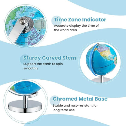 S AFSTAR Illuminated World Globe, 3-in-1 Light Up Constellation Globe with World Map, 88 Constellations & Night Light, Rotating Earth for Home Office