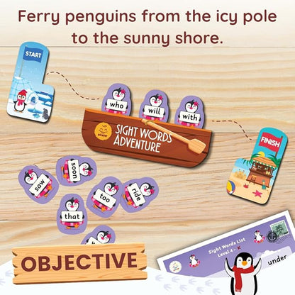 Sight Words Adventure Game | 300 High-Frequency Words for Pre-K to Grade 2 | Sight Word Flash Cards | Preschool Learning Activities | Classroom Must Haves | Kids Ages 3–6 | Up to 4 Players