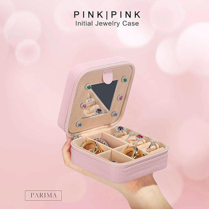 Parima Teen Girl Gifts Trendy Stuff for Girls, Pink Jewelry Box for Teen Girl | Travel Must Have Jewelry Box for Girls | Birthday Gifts for Girl | Graduation Travel Gifts - Letter B, Pink