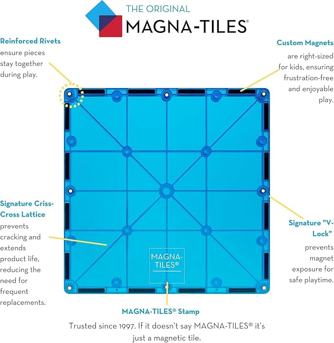 MAGNA-TILES Classic 100-Piece Magnetic Construction Set, The ORIGINAL Magnetic Building Brand