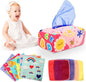 Baby Tissue Box - Montessori Toys for 6-12 Months, 1 Year Old - Soft Stuffed High Contrast Crinkle Infant Sensory Toy, Boys&Girls Toddler Early Learning Baby Gifts