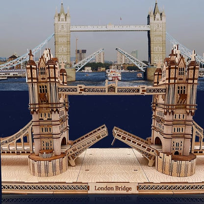 3D Wooden Puzzles for Adults, 3D Puzzle London Tower Bridge Model Kit for Adults, Led Light DIY Games Gift on Birthday Christmas, Building 3D Puzzle