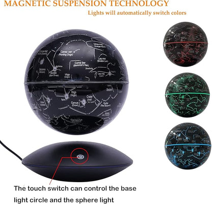 Floating Globe Magnetic Levitation with LED Color Changing Light and Touch Control, Magnetic Levitating Globe for Desk Office Home Decor Educational Gift for Men Father Boys Boss,Black