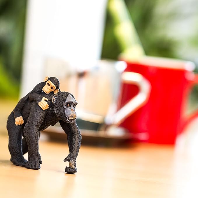Safari Ltd. Chimpanzee with Baby Figurine - Realistic 3.2" Wildlife Figure - Educational Toy for Boys, Girls, and Kids Ages 3+