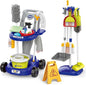 Kids Cleaning Set for Toddlers Pretend Play Housekeeping Supplies Kits with Real Working Vacuum Cleaner, Broom, Spray Bottle, Dust Pan and More Role Play Educational Toys for Toddler Boys Girls (Blue)