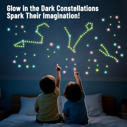 302 Pcs Glow in The Dark Stars Stickers for Ceiling Colorful Luminous Ceiling Stars Glow in The Dark,Adhesive Star Stickers Wall Decor,Perfect for Kids Room,Birthday Gifts Christmas Stocking Stuffers