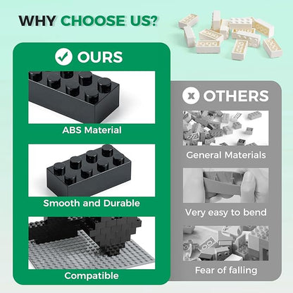 500 Piece Classic Building Bricks and 1 Gray Baseplate, 2x4 Bricks Bulk Creative Building Toys, Blocks Bulk for Kids Ages 6+, Black(Samll Bricks, 1.25x0.62x0.47 in)
