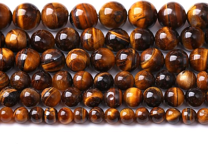 160PCS 4MM Natural Stone Yellow Tiger Eye Stone with Iron Mine Beads for Jewelry Making DIY Bracelet