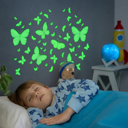 Glow in The Dark Butterfly Stickers, 85 PCS Luminous Wall Decals for Ceiling, Kids Boys Girls Bedroom, Nursery, Playroom, Party Room Decor